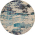 2' X 4' Ivory And Teal Blue Abstract Power Loom Non Skid Area Rug
